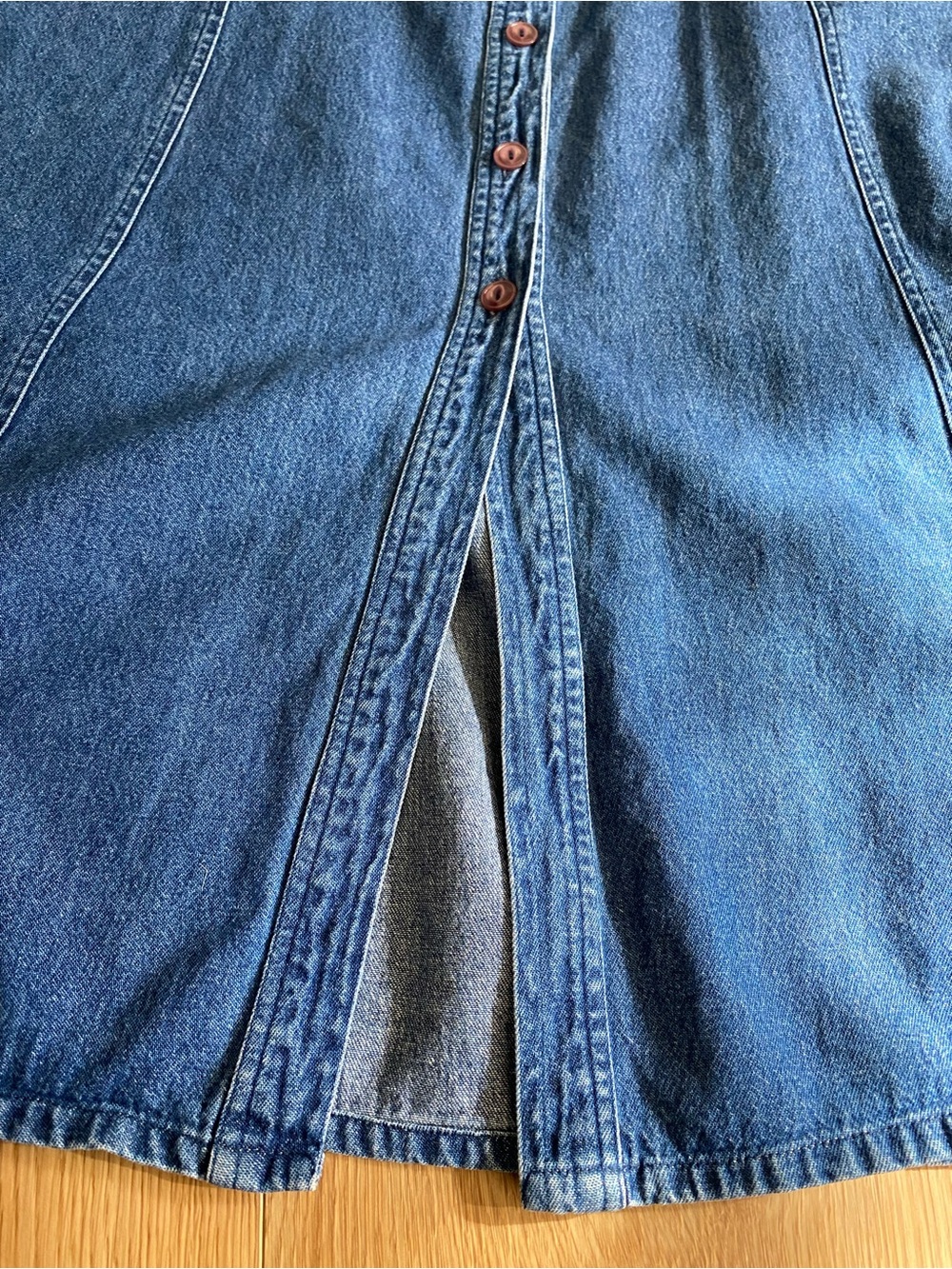 VTG 90s 100% Cotton Cool Plus Denim Button Front Midi Dress Embroidered XL Y2K - Picture 11 of 16